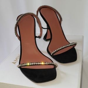 Amina Muaddi Jade Sandal black with crystals size 38